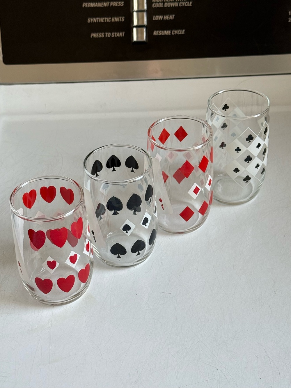 Set of 4 Poker Playing Cards Tumblrs 60s MCM Drinkware by Dominion Glass